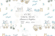 Cute Animal Train Seamless Pattern, a Pattern Graphic by StudioGlouna (Thumbnail 1 of 6)