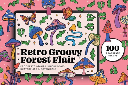 Groovy Procreate Forest & Mushrooms