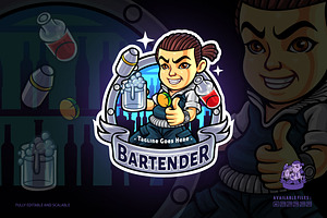 Cartoon Bartender Logo