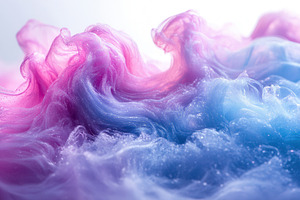 Colorful waves of pink and blue swir, a Photo by Tanuart