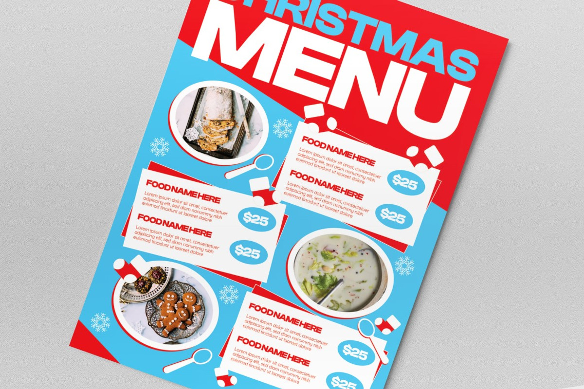 Red Blue Christmas Food Menu, a Flyer Template by graphicook (Photo 2 of 4)