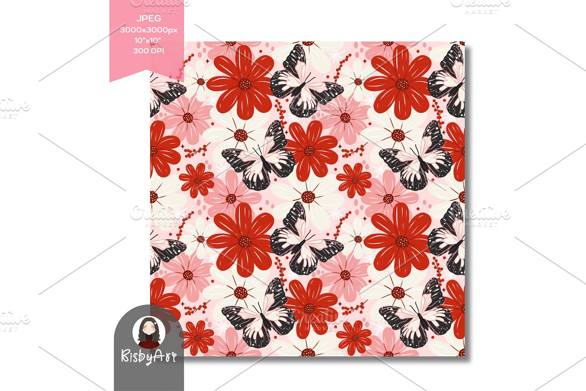 Christmas Floral Seamless Pattern, a Pattern Graphic by KisbyArt (Photo 2 of 3)