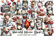 Whimsical Valentine Clipart, an Illustration by OK Design (Thumbnail 1 of 6)