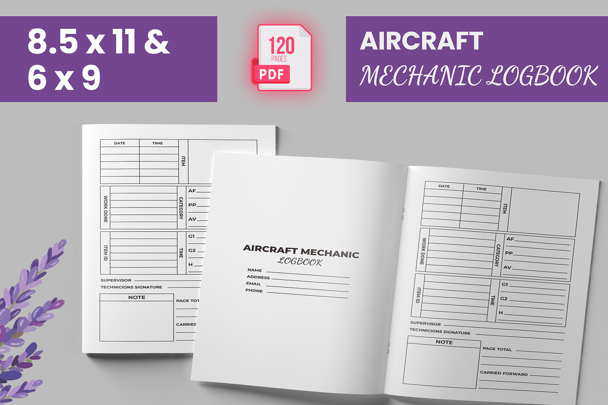 Aircraft Mechanic Logbook KDP, a Print Template by bossdesigner (Photo 1 of 3)