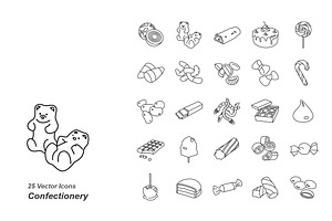 Confectionery Outlines Vector Icons