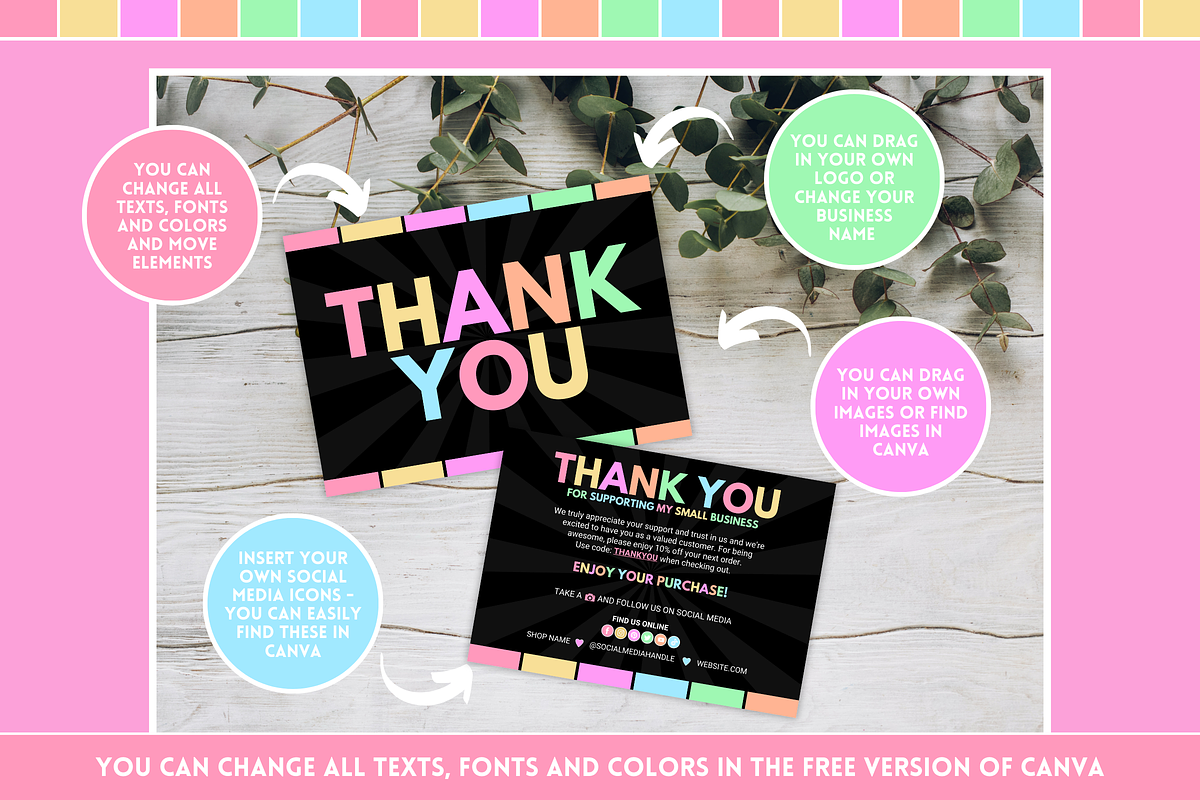 Pastel Neon Thank You Card, a Card Template by SunshineStudioBoutique (Photo 9 of 10)