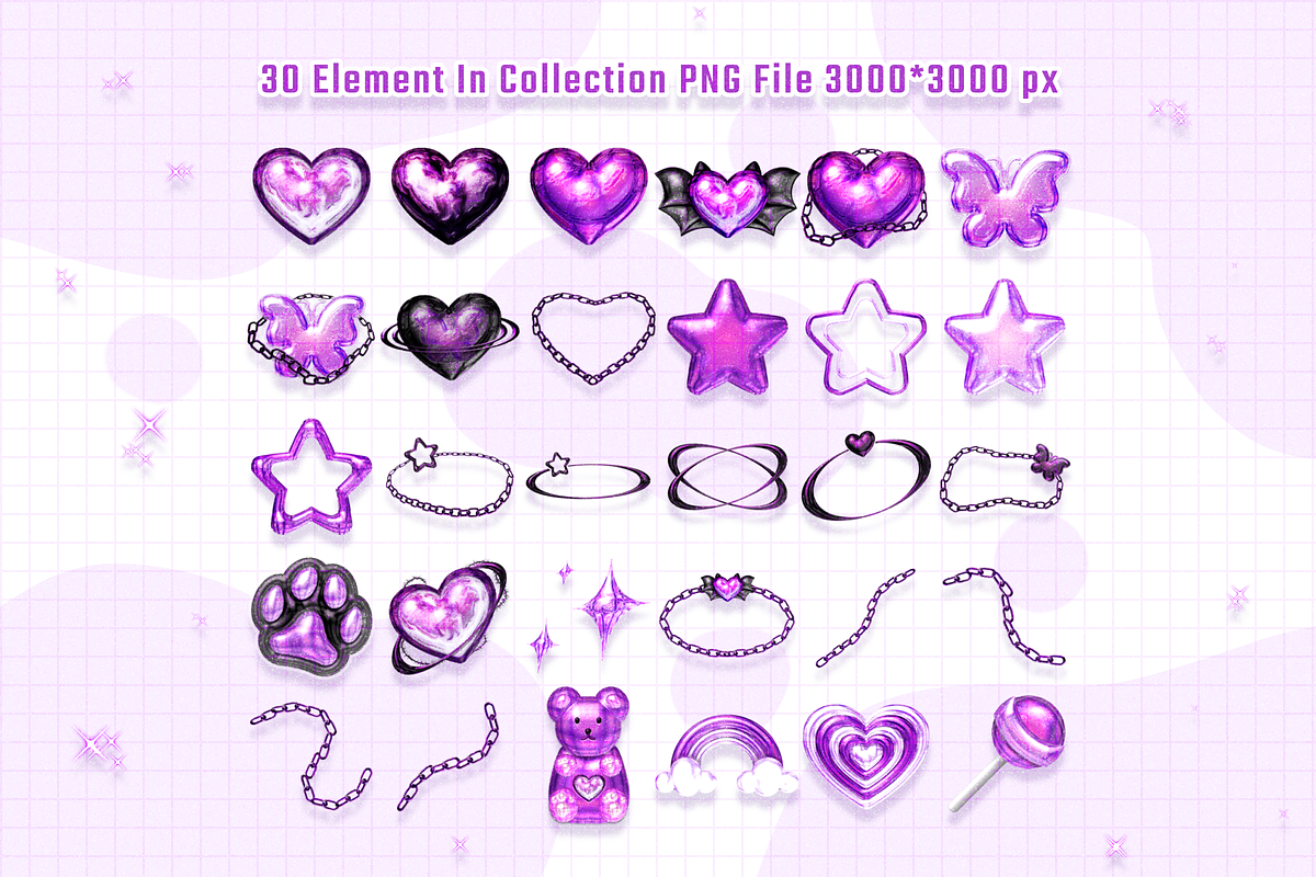 Y2K purple chrome collection, an Object Graphic by JaoGam (Photo 2 of 3)