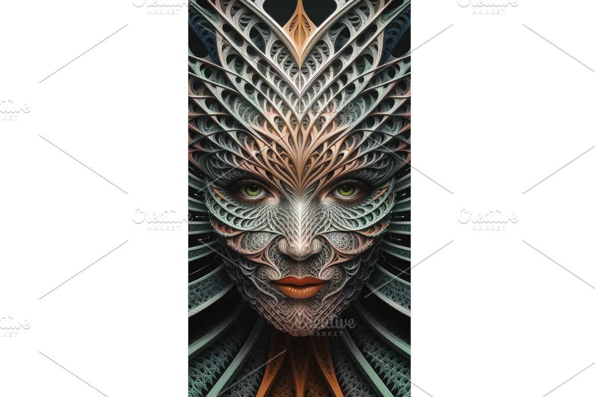 Intricate abstract face design with, an Illustration by tilialucida