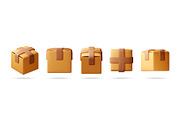 3D Set of cardboard boxes with brown, a Transportation Illustration by Abscent (Thumbnail 1 of 3)