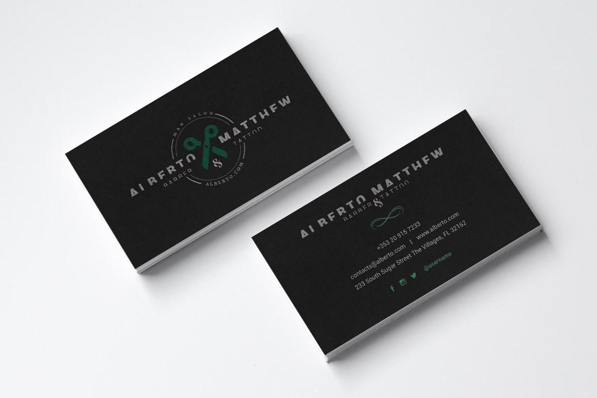Barbber & Tattoo Salon Business Card, a Business Card Template by Radomir (Photo 1 of 2)