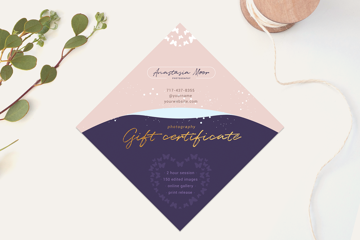 Purple Gift Certificate Template, a Card Template by ArealPro (Photo 1 of 7)