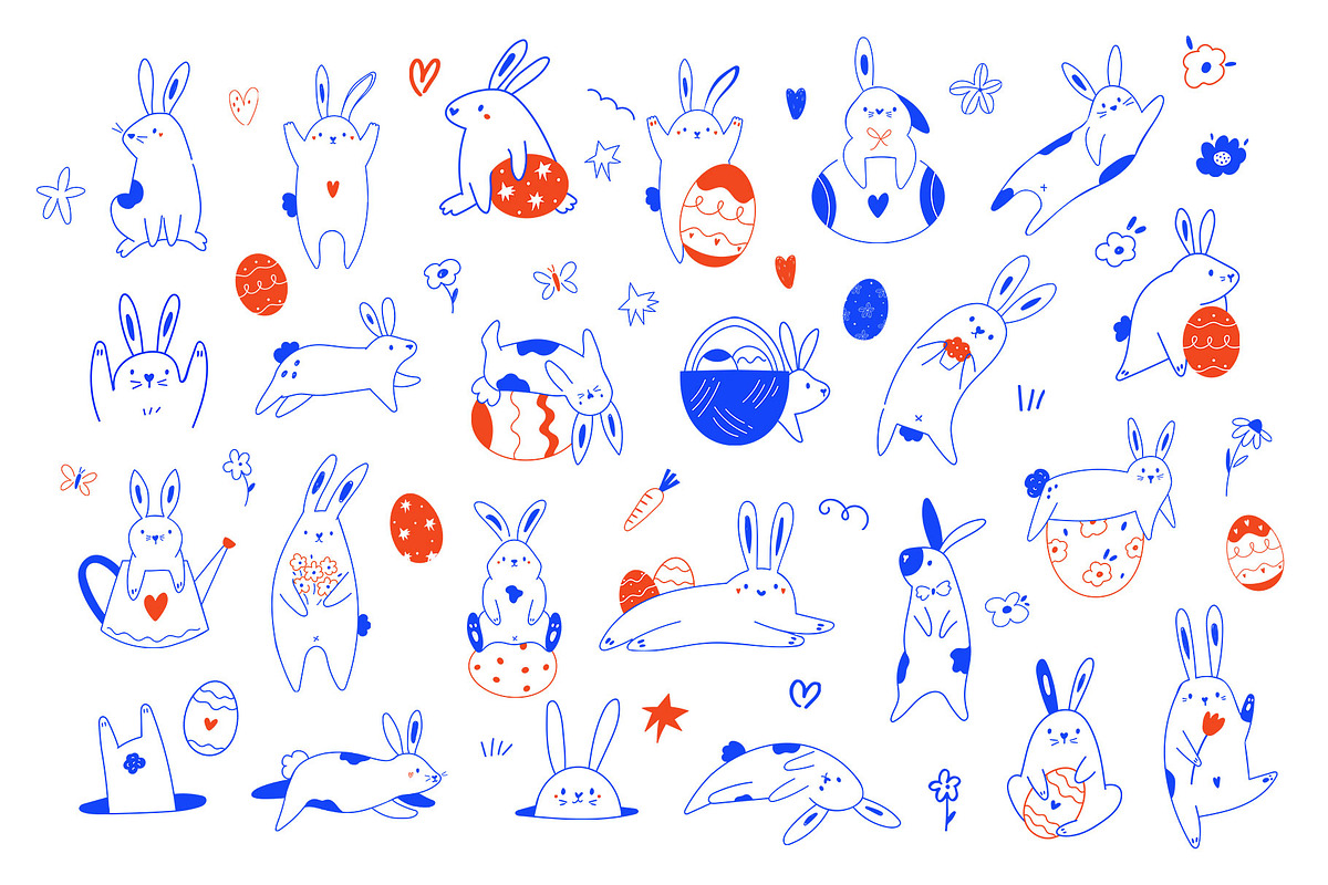Easter Rabbits – Cute Hand Drawn Set, an Animal Illustration by danceyourlife (Photo 6 of 8)
