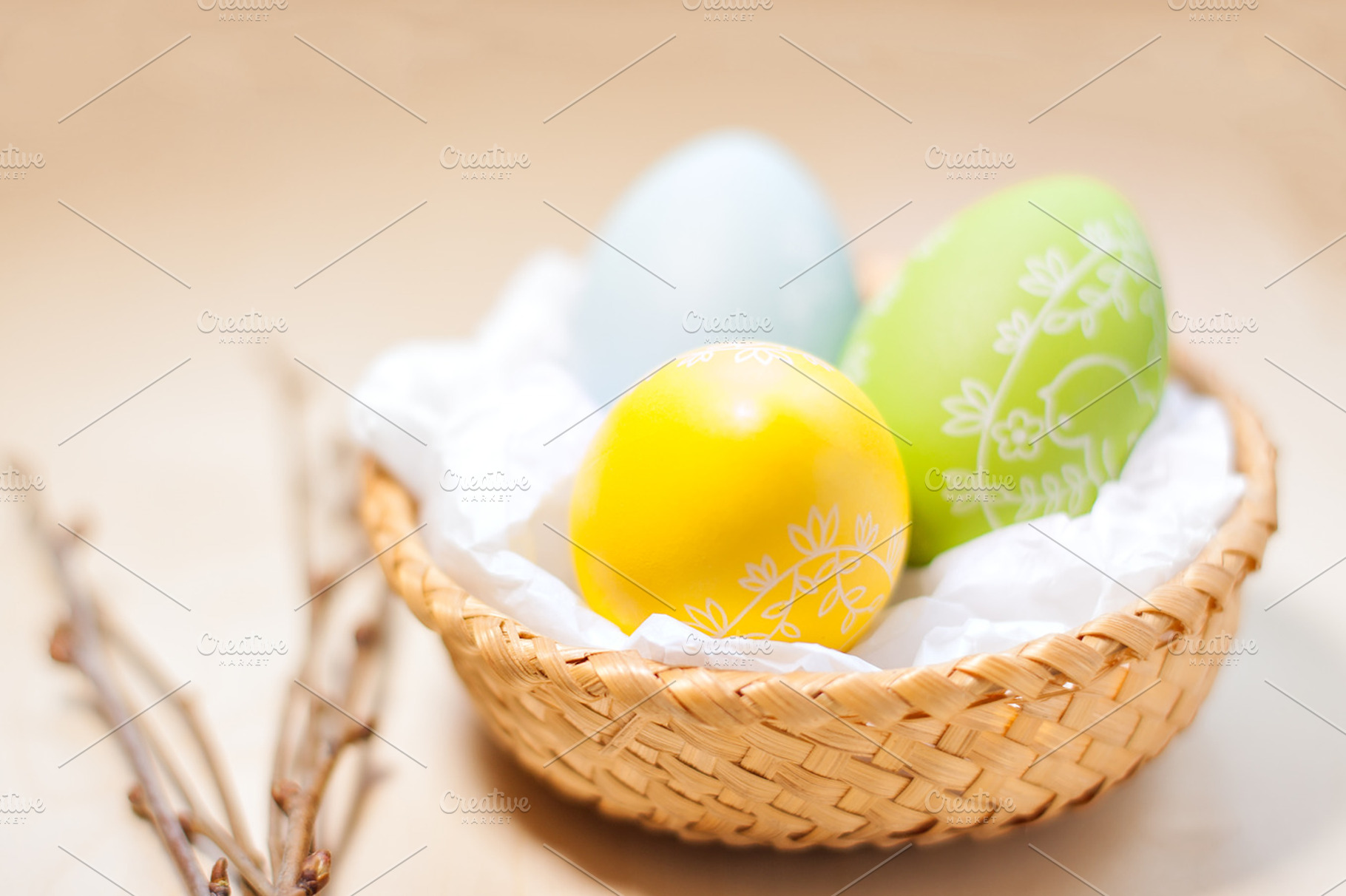 Colored easter eggs in nest stock photo containing easter and eggs, a Holiday Photo by ArtChamomile