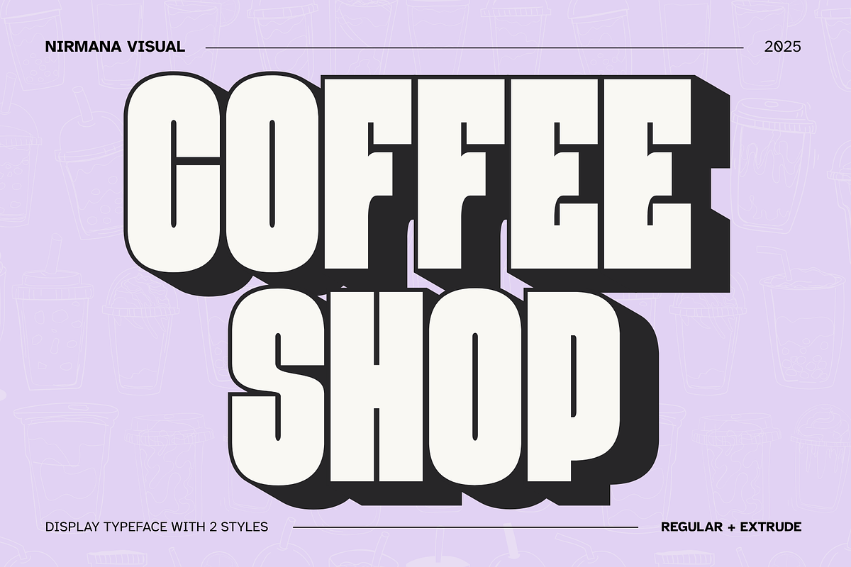 Coffee Shop - Extrude Food Logo Font, a Sans Serif Font by Nirmana Visual (Photo 1 of 14)
