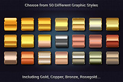 50 Metal Illustrator Styles, a Layer Style Add-On by Vector Galore (Thumbnail 3 of 6)