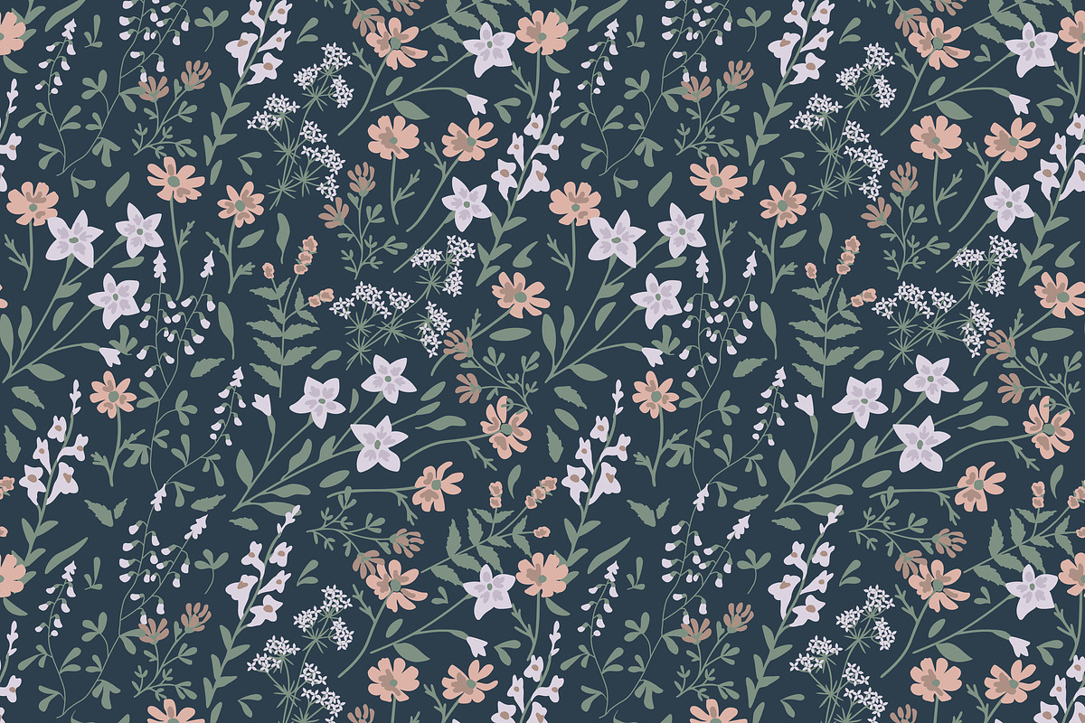 Wild flowers pattern, a Pattern Graphic by elyomys