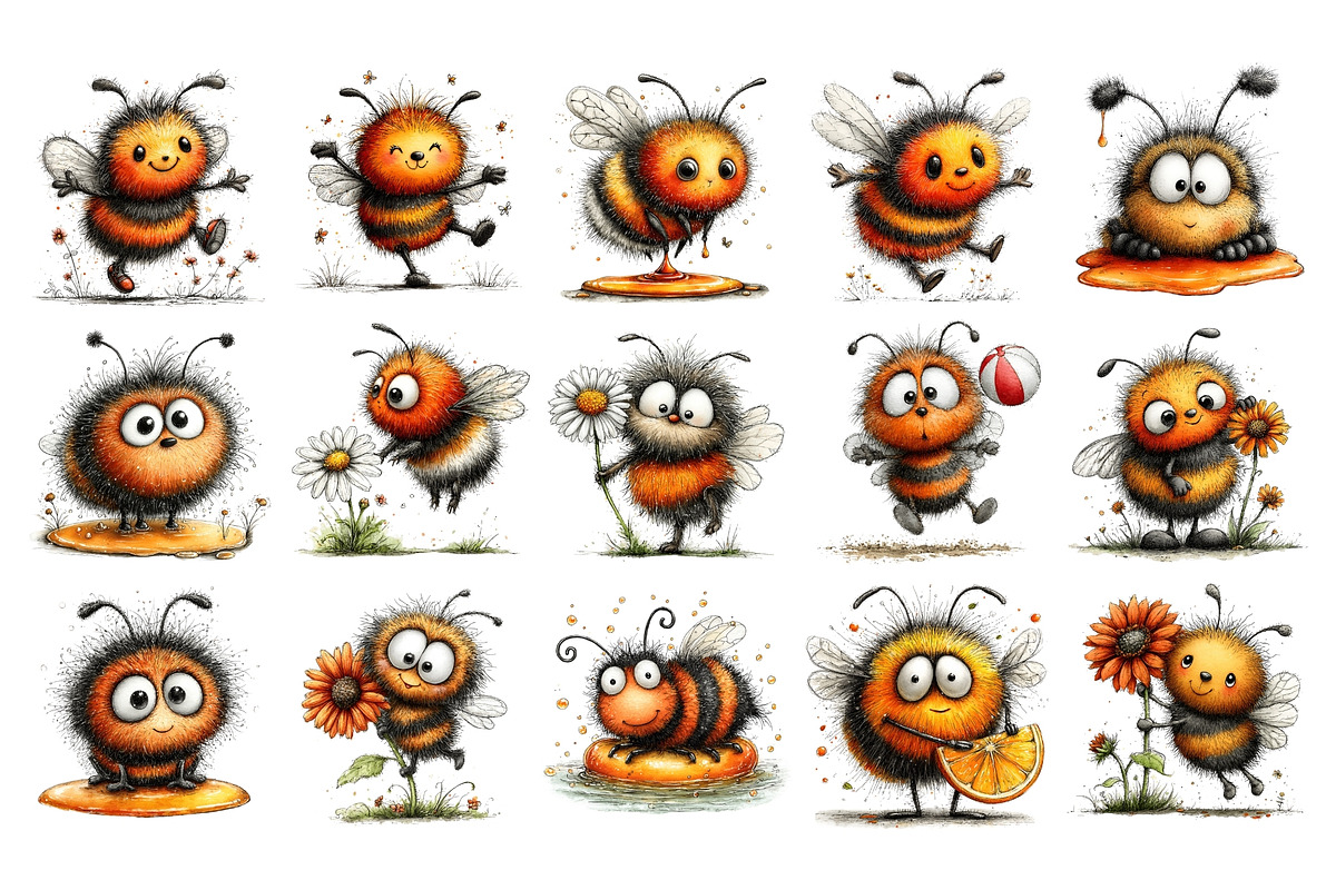 Summer Bee PNG Clipart Watercolor, a Seasonal Illustration by Nicolle's Colorful Art (Photo 3 of 5)