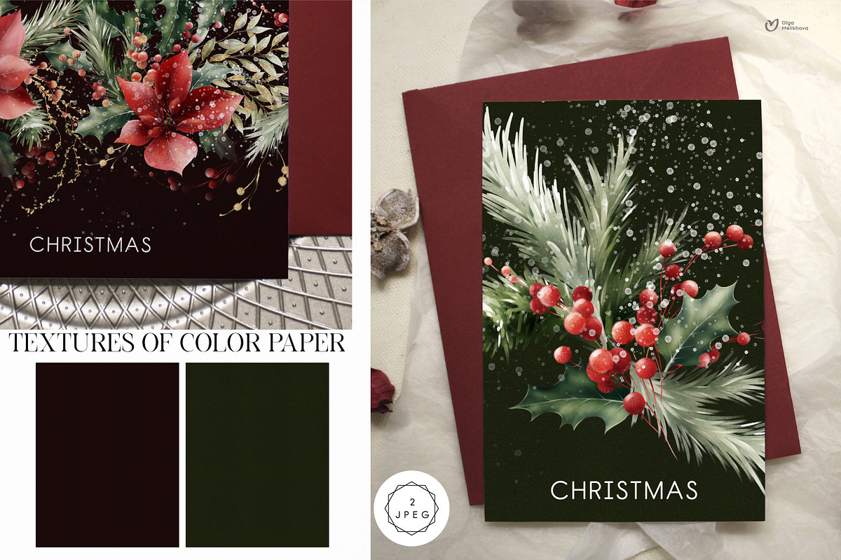 Christmas Graphics, floral cliparts, a Texture Illustration by ollalya (Photo 14 of 15)