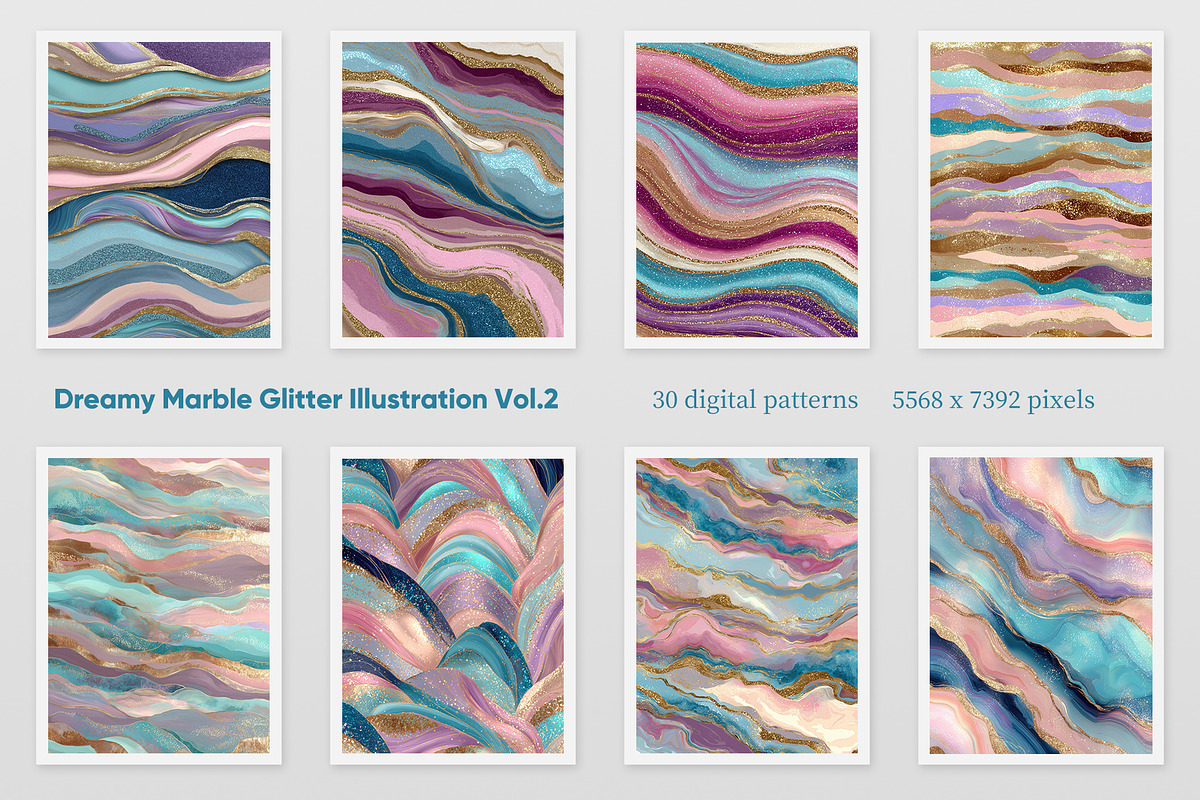 Dreamy Marble Glitter Illustration 2, a Decorative Illustration by Housui Patterns (Photo 2 of 9)