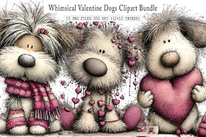 Whimsical Valentine Dog Clipart, an Illustration by GatewayDesign