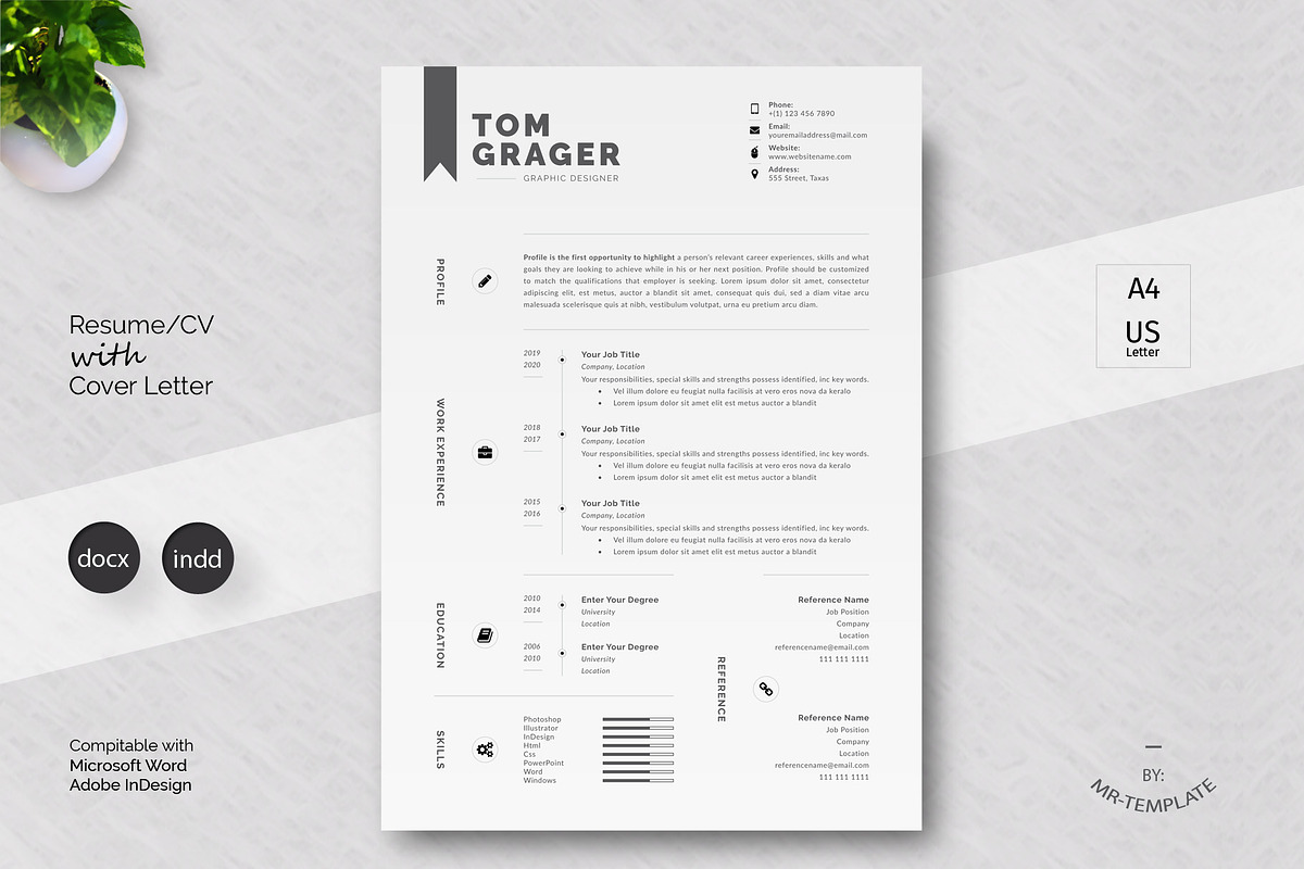 Resume/Cv Template, a Resume Template by Mr-Template (Photo 1 of 5)