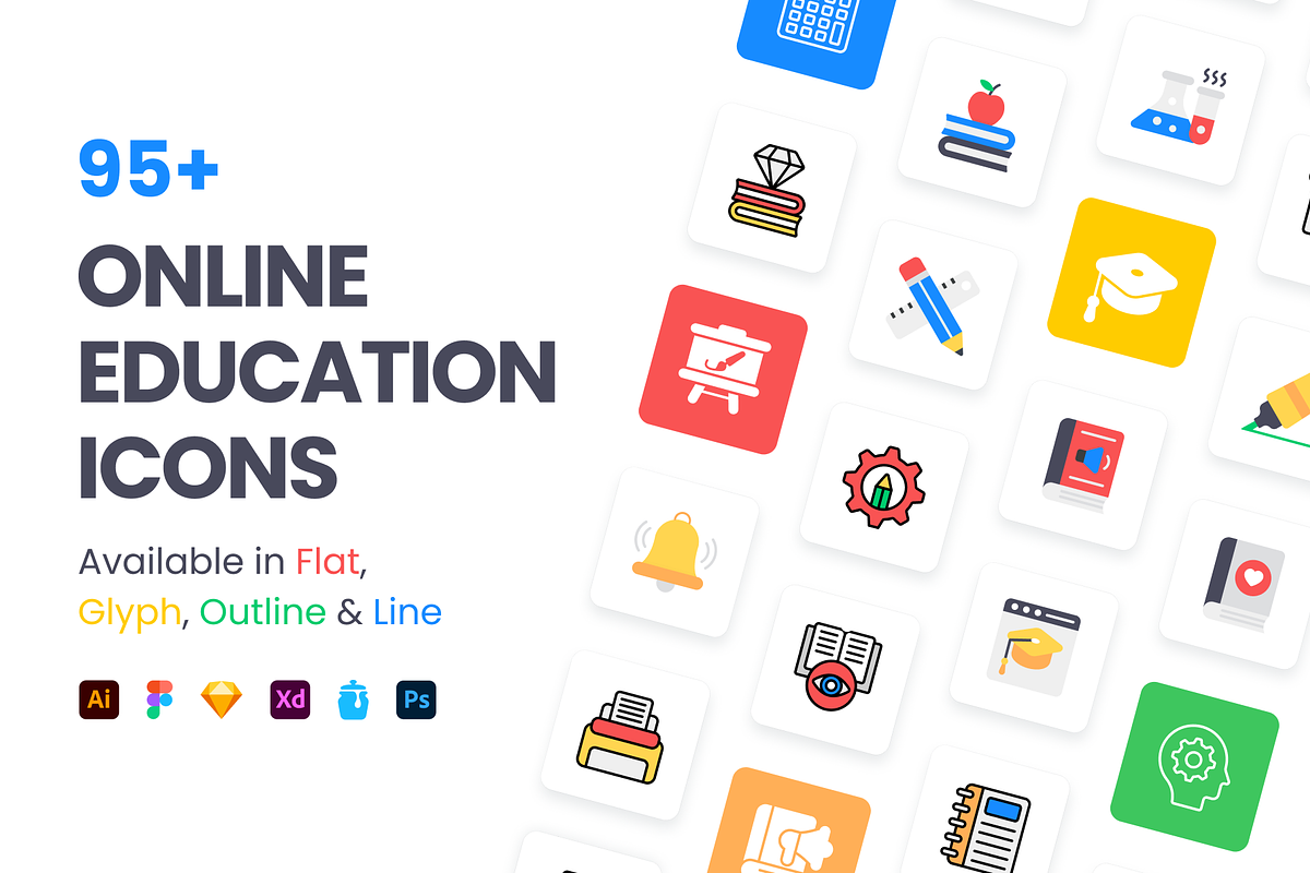 Online Education Icons, an Emoji Icon by Brickclay (Photo 1 of 11)
