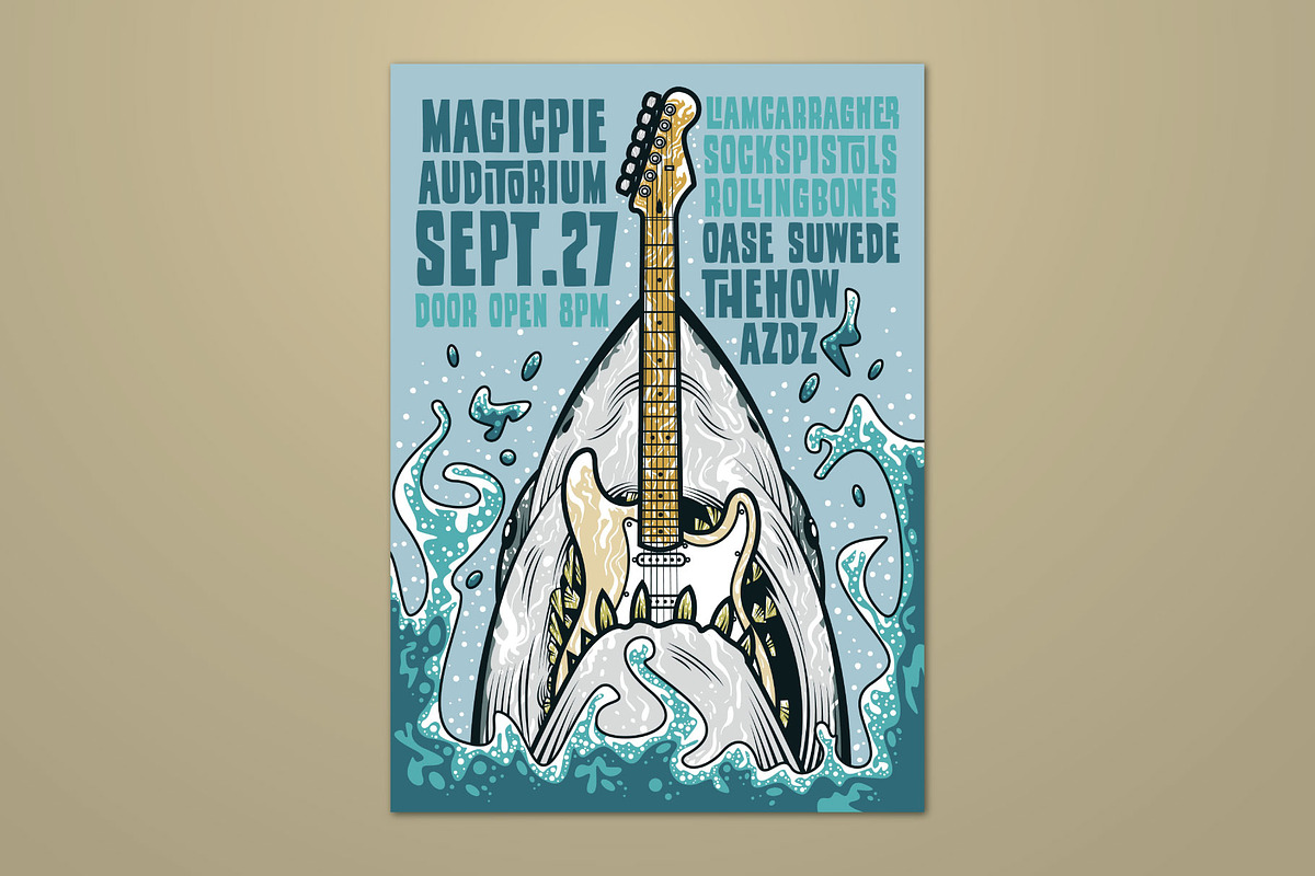 Guitar Monster Indie Rock Flyer, a Flyer Template by ashenterprise (Photo 1 of 3)