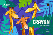 Joyful Crayon Illustrator Brushes, a Brush Add-On by brushapes.com (Thumbnail 1 of 10)