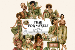BLACK GIRL ROUTINE CLIPART PACK, a Person Illustration by Daring Digies