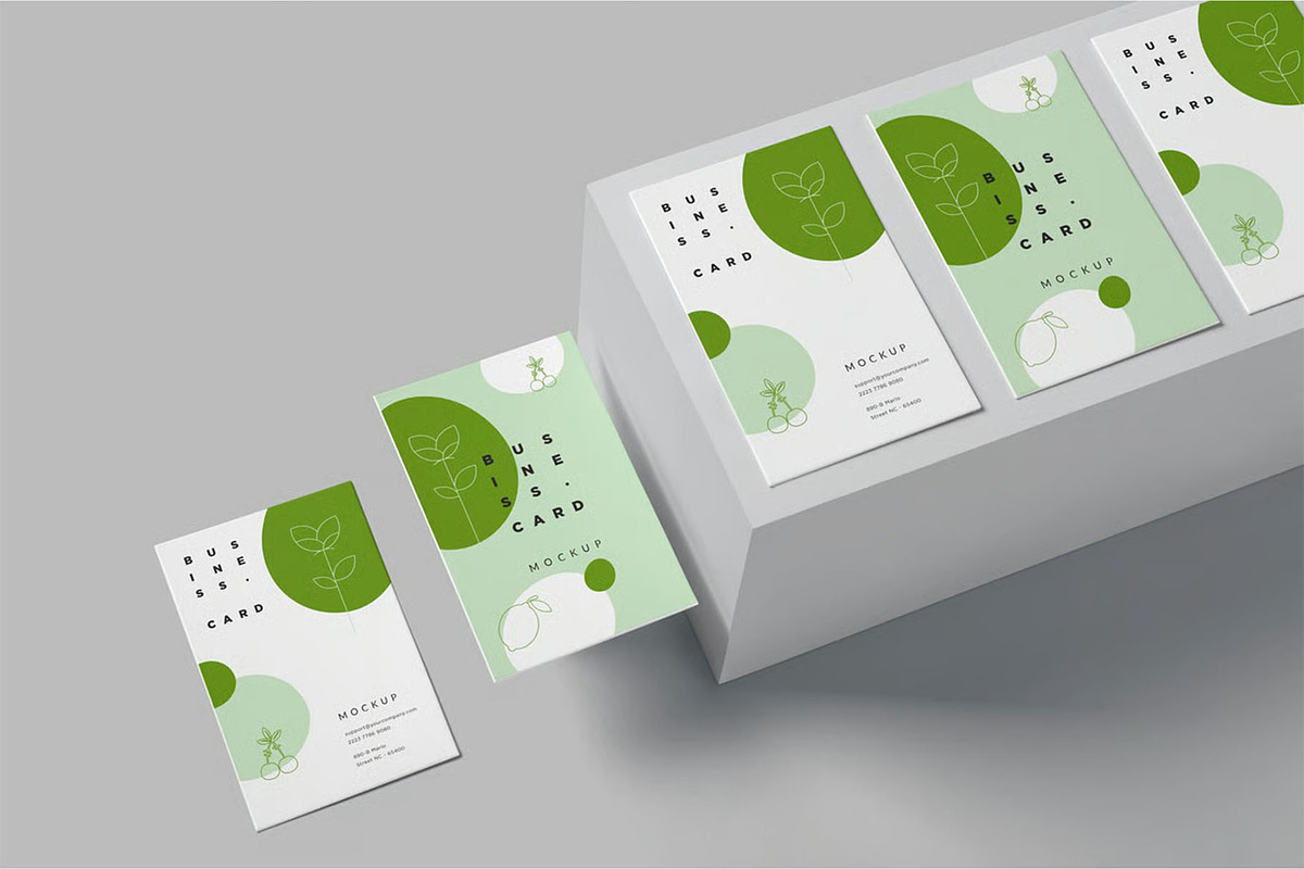 EU Vertical Business Card Mockups, an Advertising Mockup by megostudi0 (Photo 5 of 6)