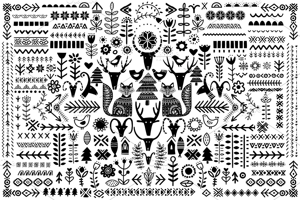 Folk Nordic Art Stamps for Procreate, a Brush Add-On by sundrameda (Photo 2 of 9)