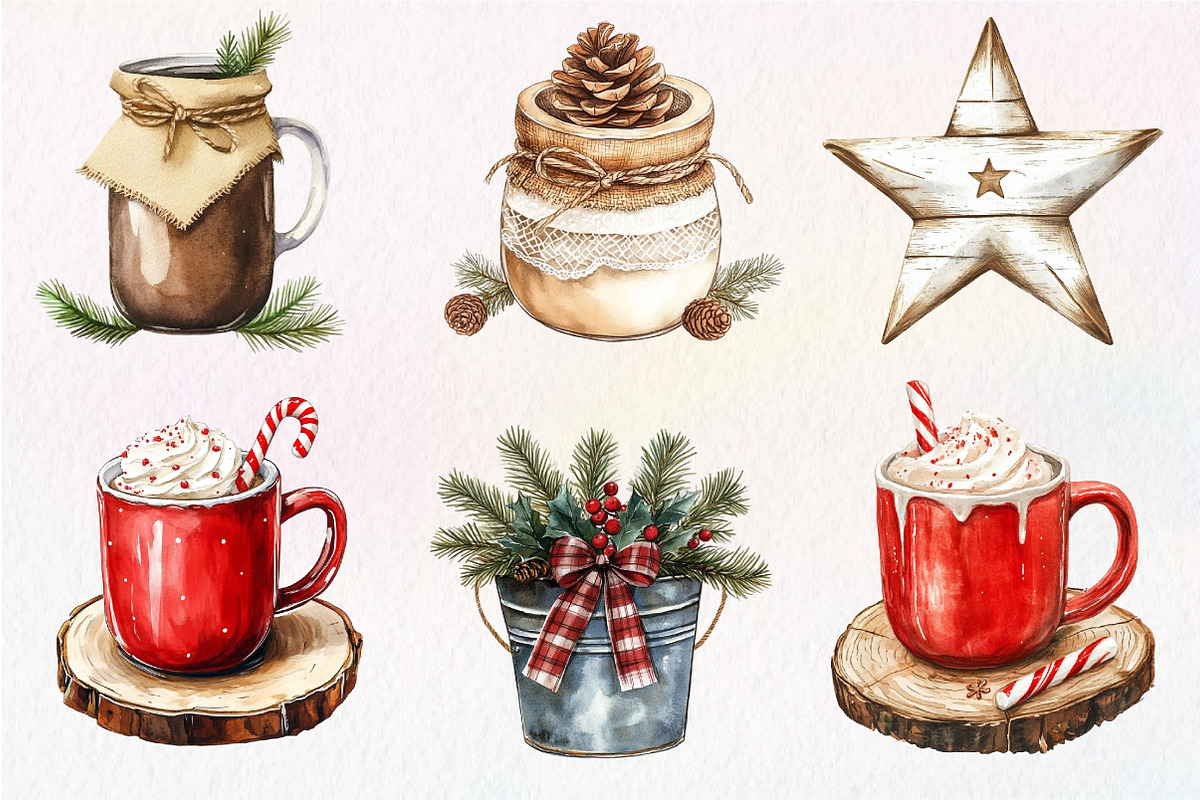 Cozy Rustic Christmas Clipart Bundle, an Illustration by Dream Creation (Photo 6 of 7)