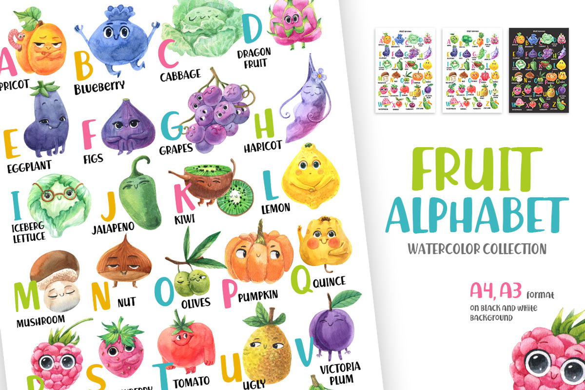 Cute Vegetable alphabet, a Background Graphic by KatBranchArt (Photo 1 of 5)