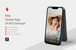 Fire - Social App UI Kit, an UI Kit Template by iDoodle Studio