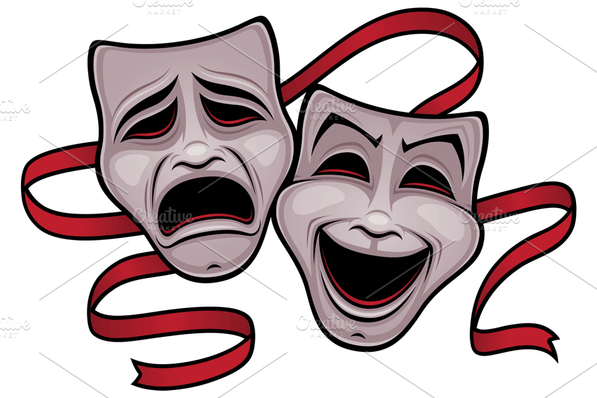 Comedy And Tragedy Theater Masks, an Illustration by Schwegel Illustration