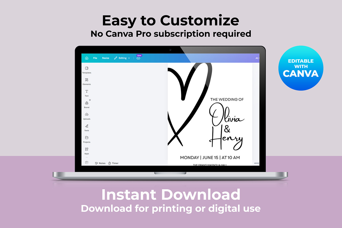 Minimalist Wedding Invitation Canva, an Invitation Template by M9 Design (Photo 4 of 5)