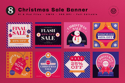 Pink Modern Christmas Sale Banner, an UI Kit Template by graphicook