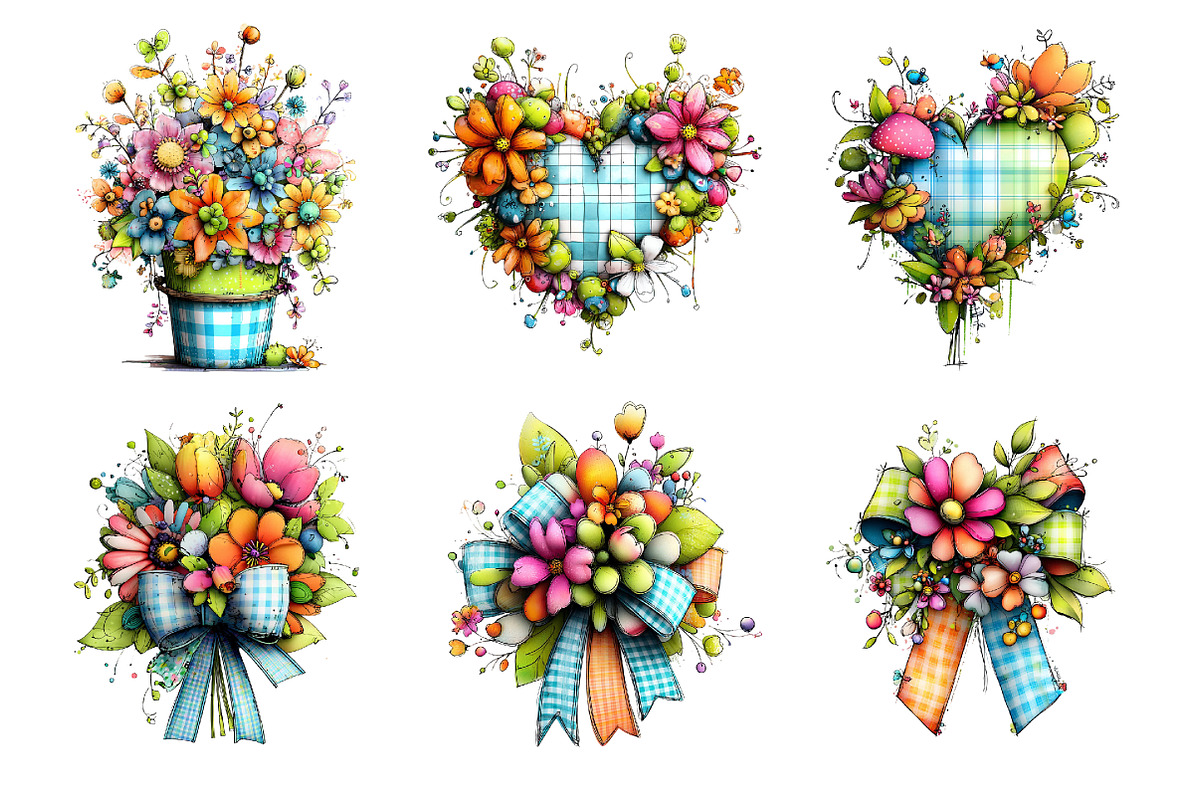 Whimsical Spring Gingham Clipart, an Illustration by GatewayDesign (Photo 3 of 5)