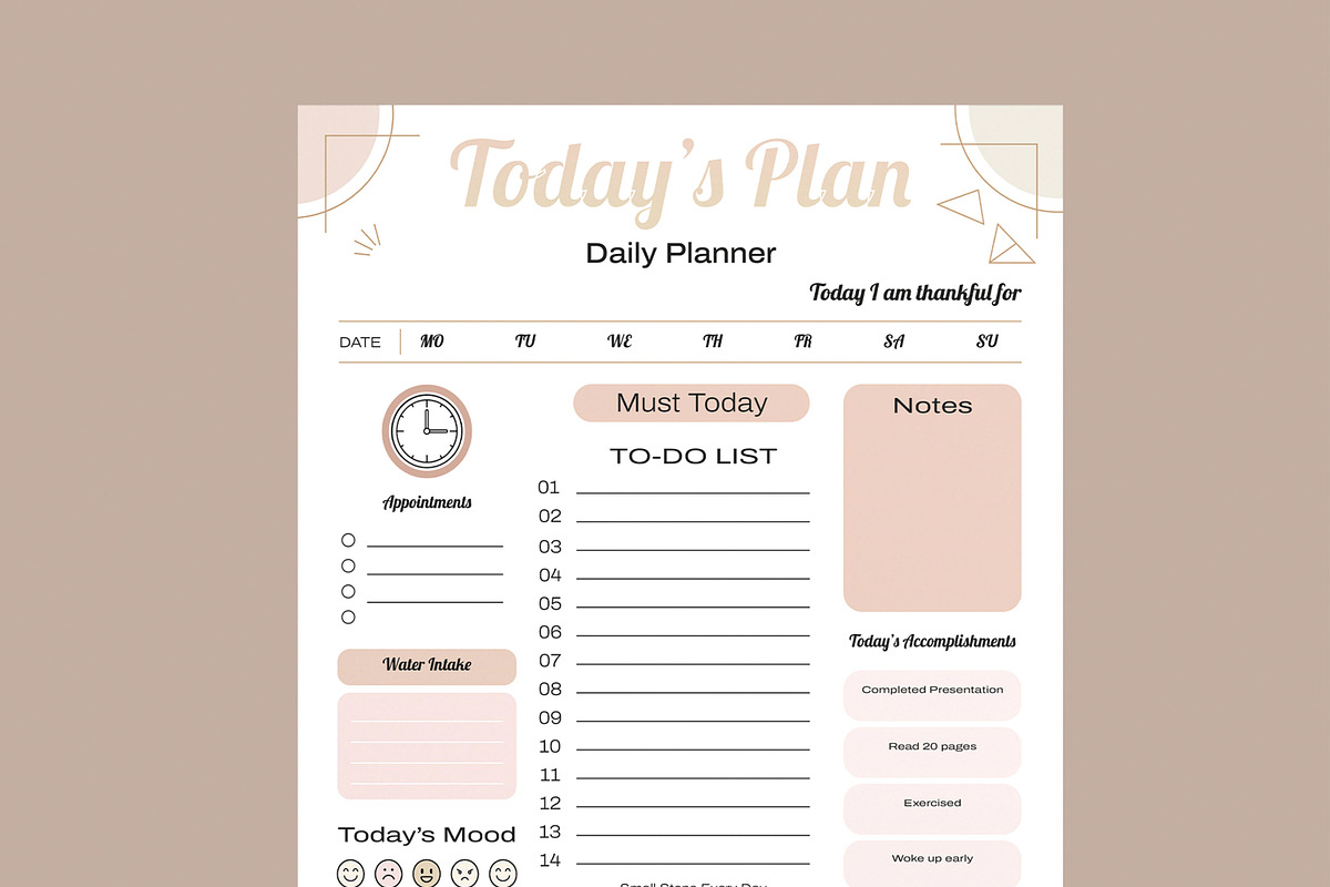 Daily Planner Template, a Stationery Template by MightyDesign (Photo 4 of 8)