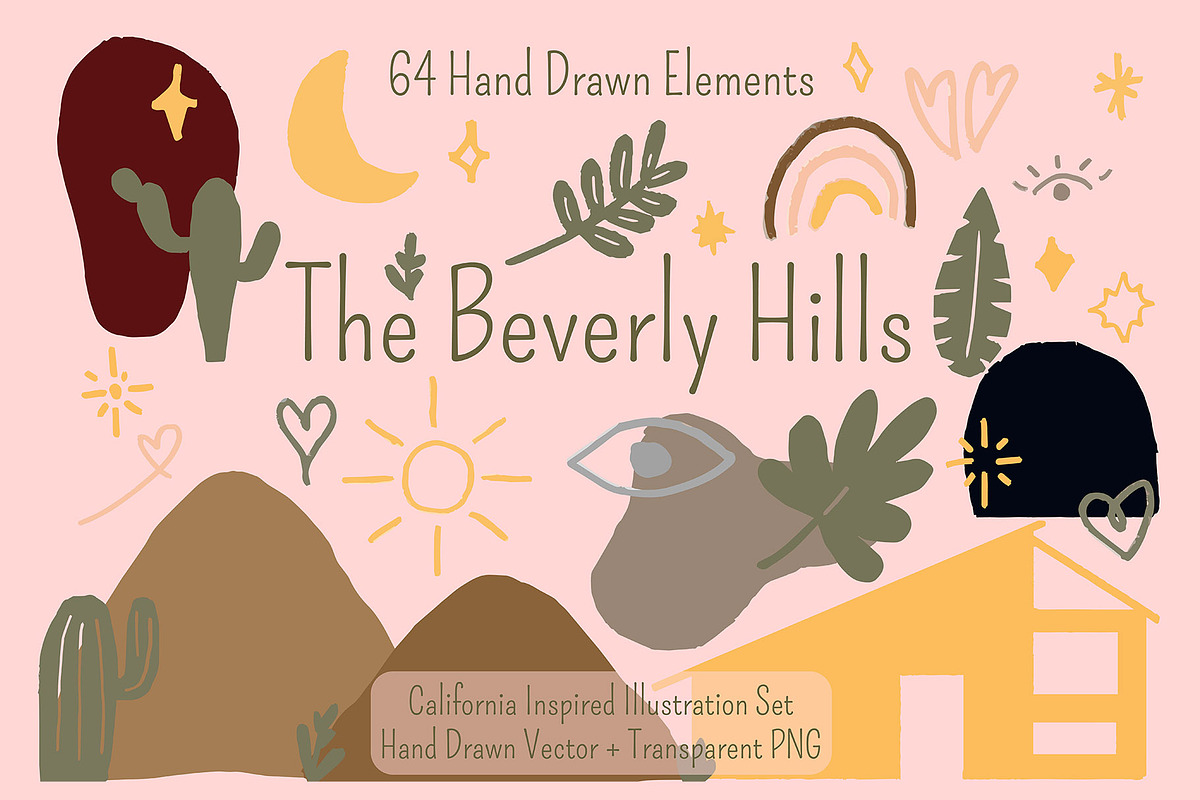 The Beverly Hills Illustration set, a Decorative Illustration by Dawnside Graphic (Photo 1 of 12)
