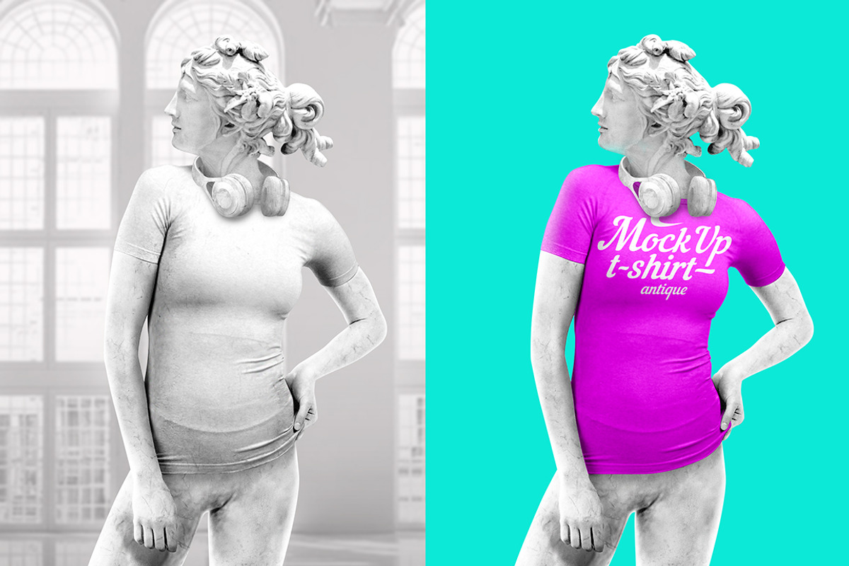 4 Mockups of T-shirt | Antique #2, a Shirt Mockup by Sergey Serebrennikov (Photo 8 of 9)