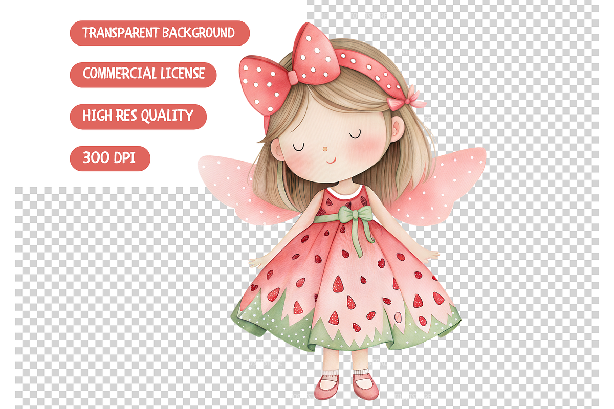 Watercolor Sweet Watermelon Clipart, an Illustration by TatiMockup (Photo 5 of 5)