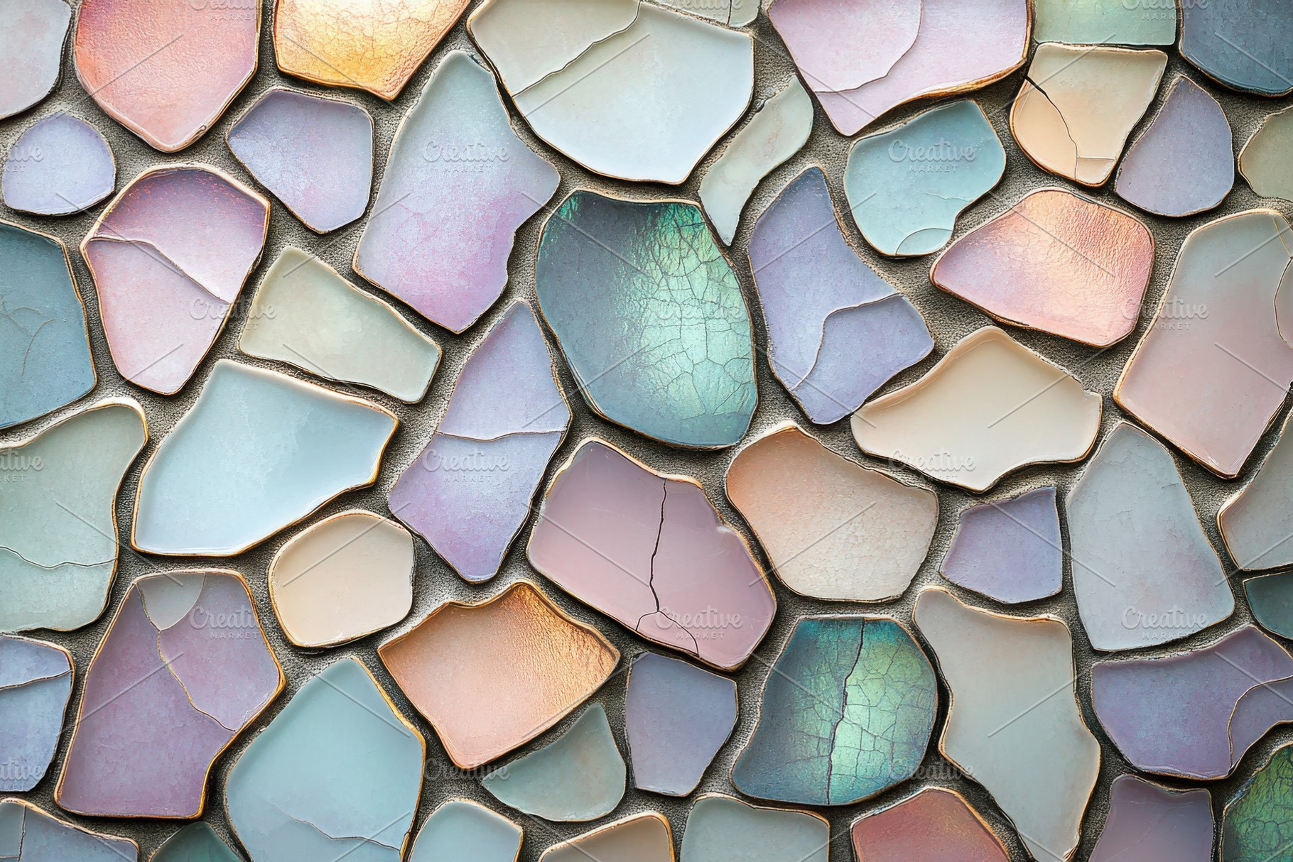 Pastel stone mosaic wall art design, a Photo by Pixeness Studio
