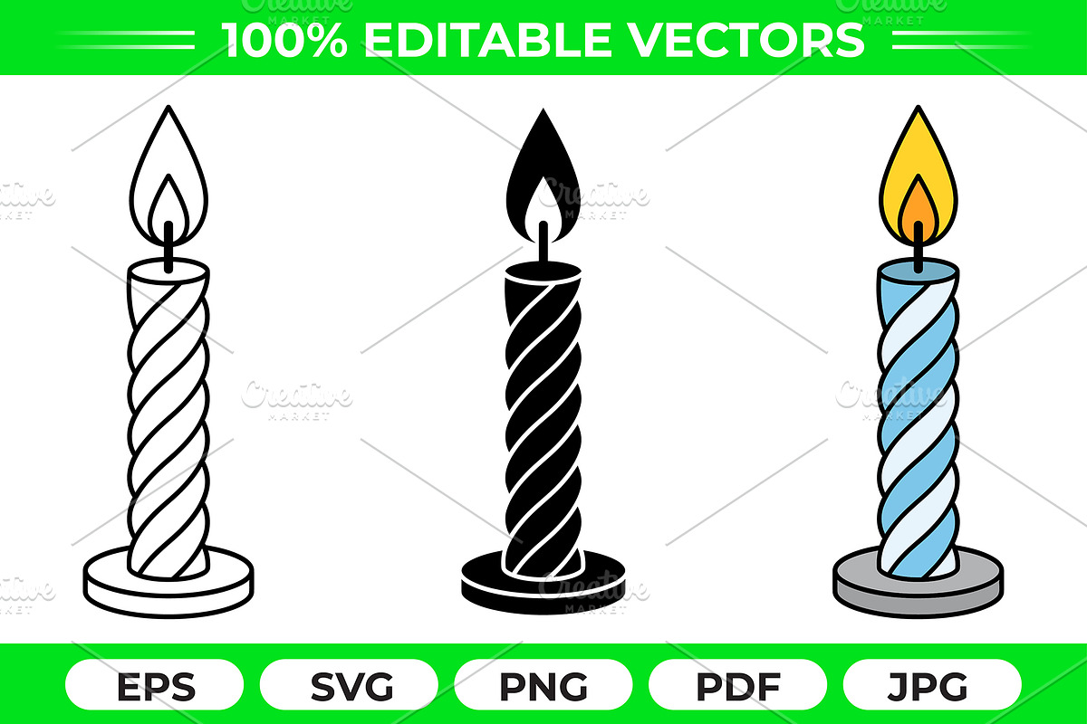 Twisted Candle Vector Trio Pack, an Object Graphic by Artonix (Photo 1 of 3)