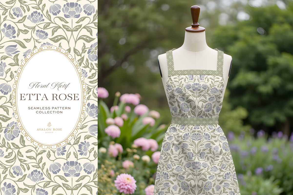 Vintage Blue Floral Print Patterns, a Pattern Graphic by Eclectic Anthology (Photo 9 of 14)