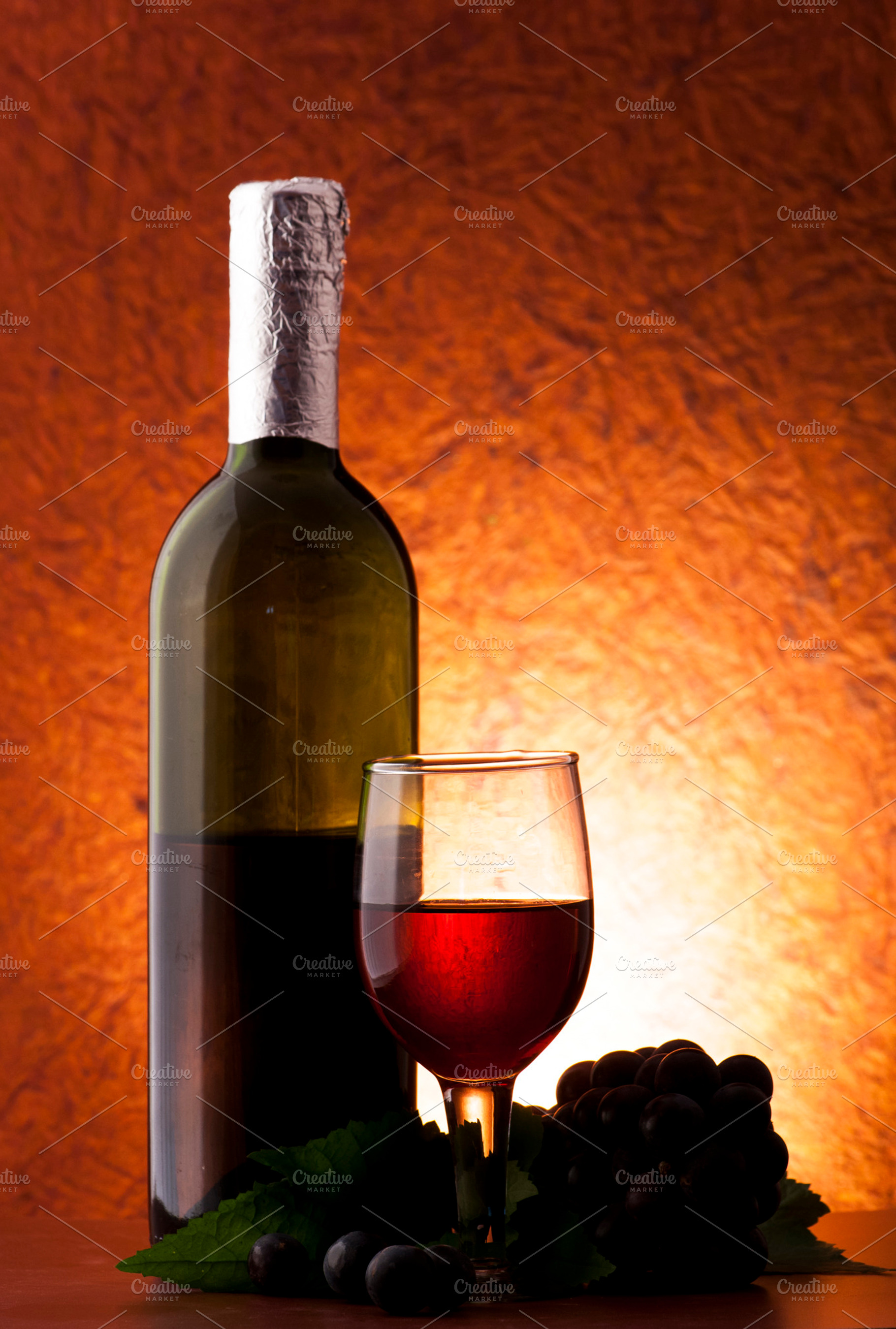 Wine Bottle With Grapes