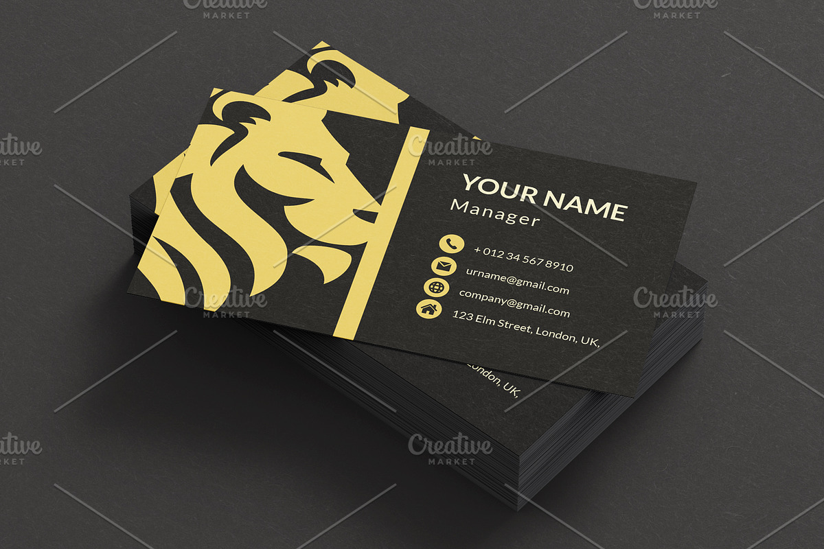 Lion Business Card Design Vector, a Business Card Template by Walldecorated (Photo 4 of 5)