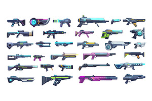Cartoon futuristic weapon. Handguns, an Object Illustration by Stock-Smart-Start