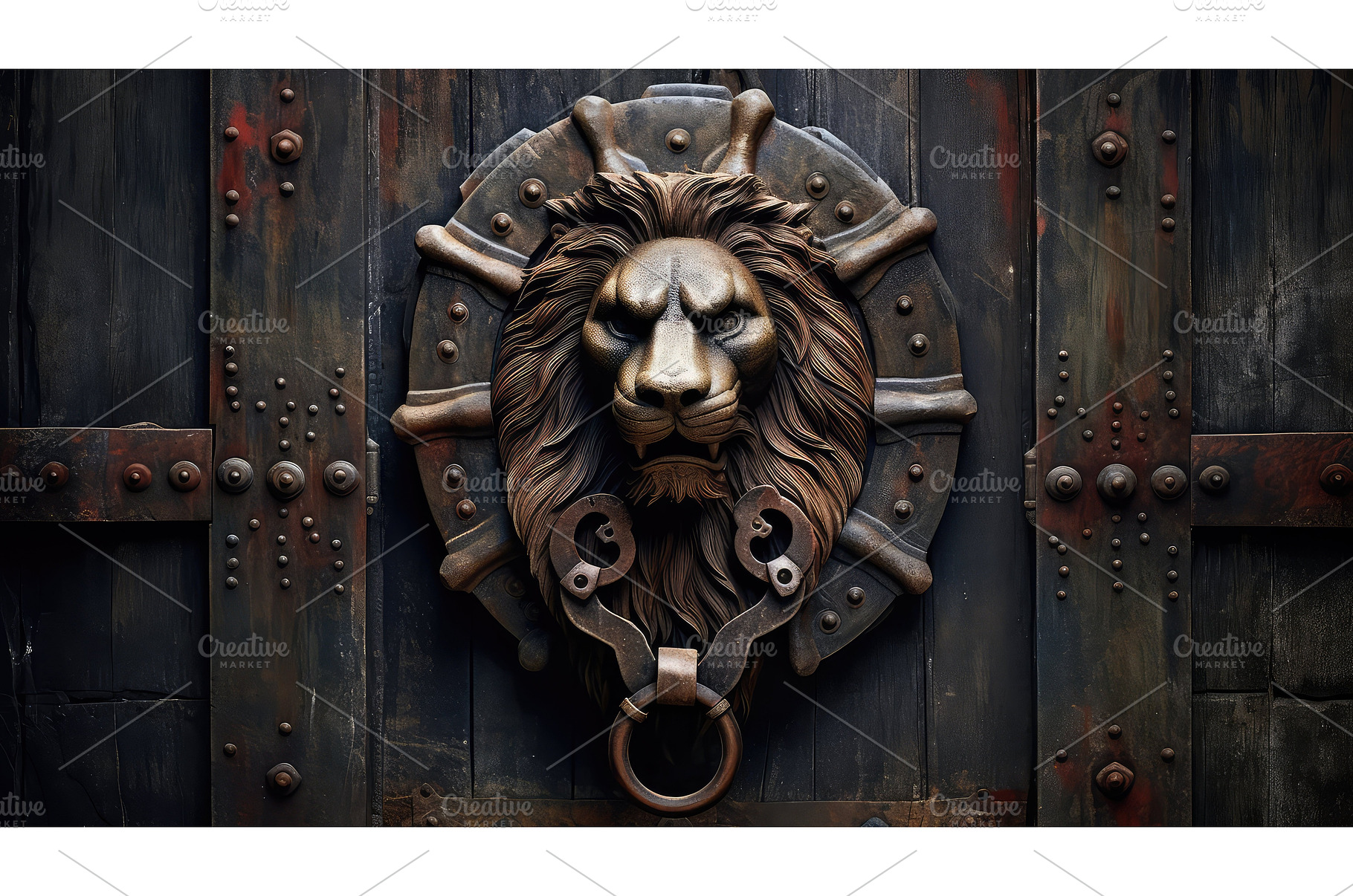 iron castle doors ai generated, an Architecture Photo by pikepicture