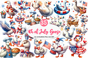 4th of July Goose Clipart PNG, an Illustration by Watercolor design (Thumbnail 1 of 4)